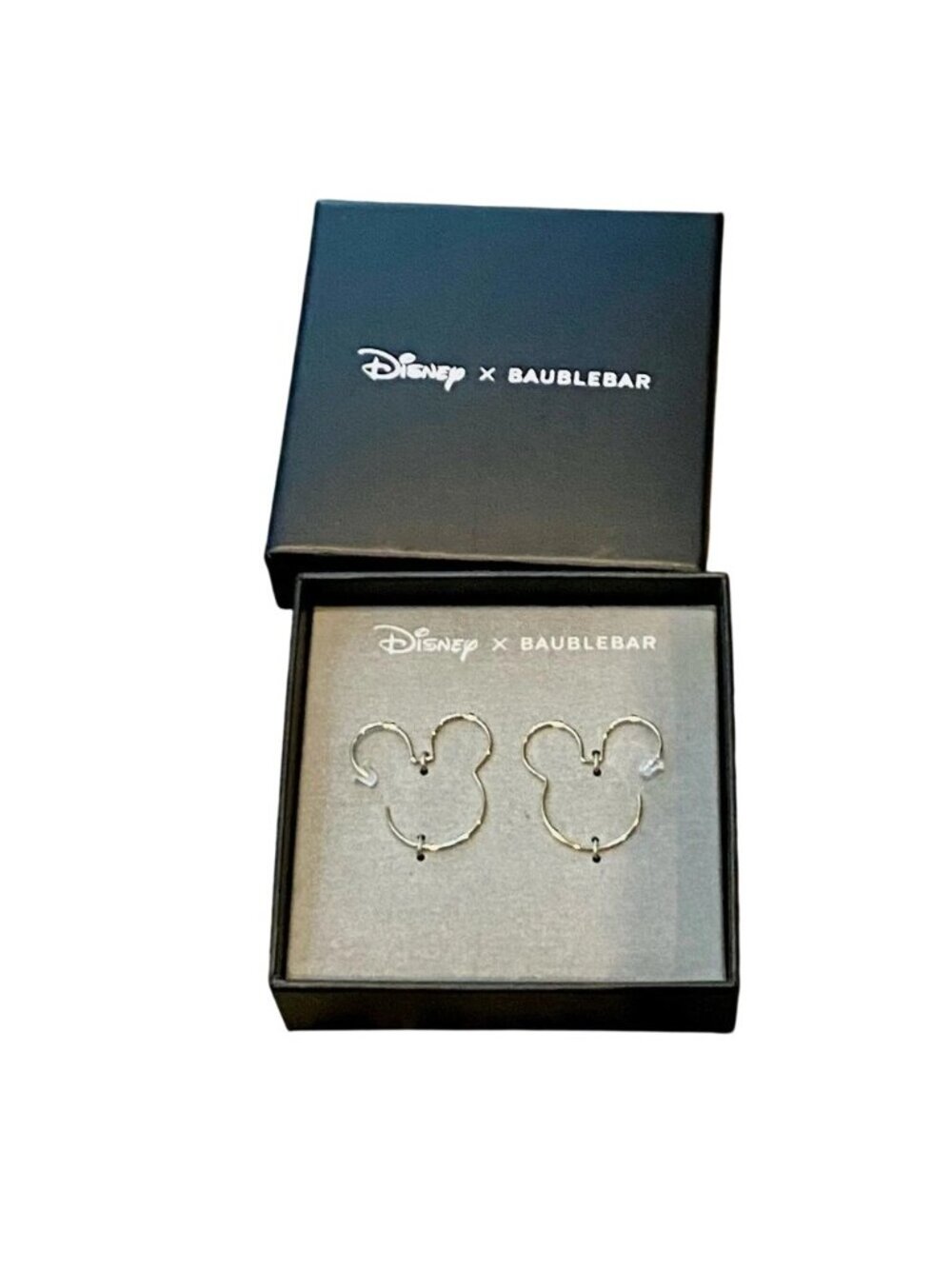 New Disney x BaubleBar Gold Mickey Mouse Outline Hoop Earrings New in Box - Picture 2 of 2